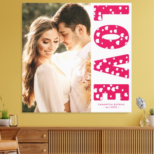 Pink Love Hearts Couples Foto Valentijns Canvas Afdruk (Insitu (Woonkamer))
