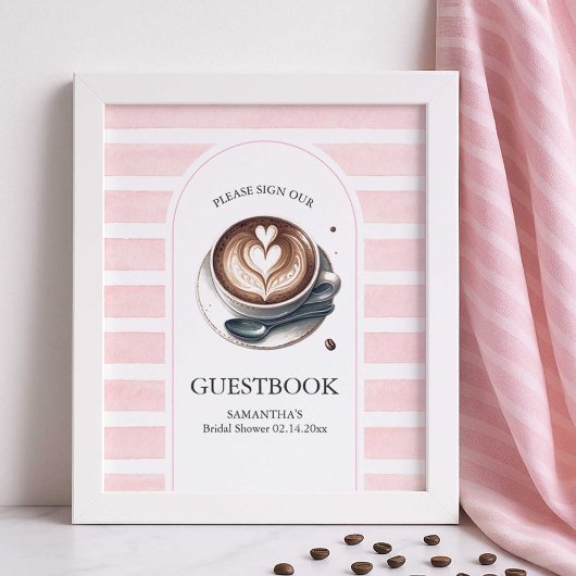 Pink Love is Brewing Vrijgezellenfeest Guest Book Poster