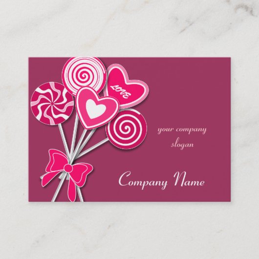 Pink love Lollipop Candy Shop Bakery Carte de visi (Devant)