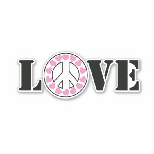 Pink Love Peace Hearts Sticker (Voorkant)
