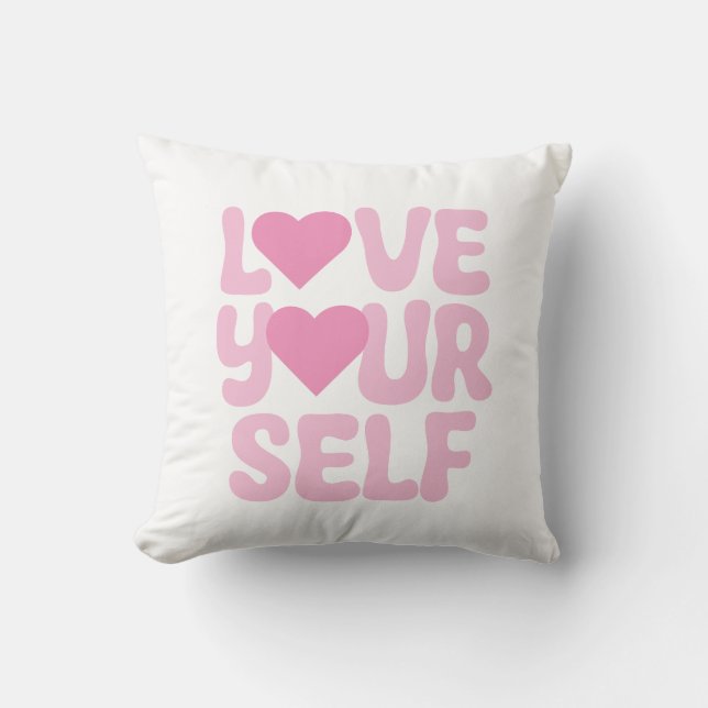 Pink Love Yourself Citations Jeter Oreiller (Recto)