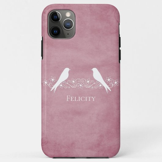 Pink Lovebirds Floral Vine coque iphone (Dos)