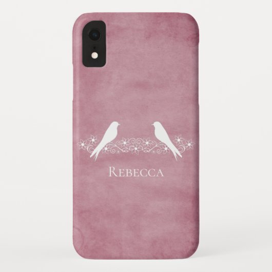 Pink Lovebirds Floral Vine coque iphone (Dos)
