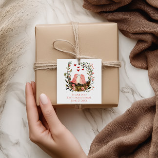 Pink Lovebirds Wedding Favor Tags Bedankjes Labels