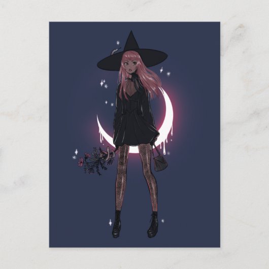 Pink Luna Witch Briefkaart (Voorkant)
