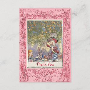 Pink Mad Hatter's Wonderland Tea Party Dank je Bedankkaart