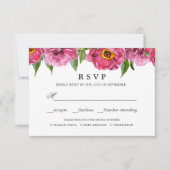 Pink Magenta Peonies MARIAGE RSVP REPAS CHOIX (Devant)