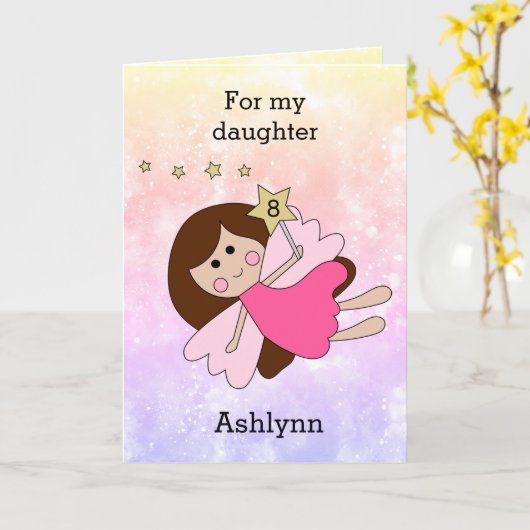 Pink Magic Fairy 8e carte d'anniversaire (Fleur jaune)