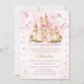 Pink Magic Princess Castle Invitation Anniversaire (Devant)