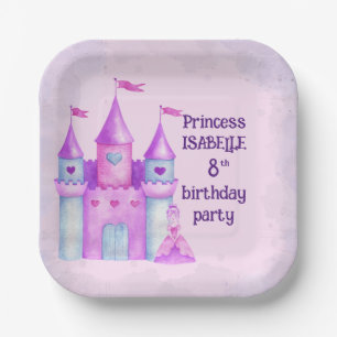 Pink Magical Fairytale Castle Princess Party Papieren Bordje