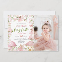 Pink Magical Forest Fairy First Birthday Photo