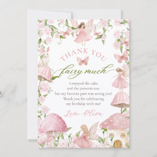 Pink Magical Mushroom Fairy Birthday Bedankkaart