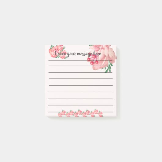 Pink Magnolia Laisser Votre Message Post-It Notes (Devant)