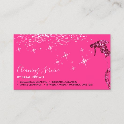 Pink Maid Cleaning Boss Sparkle Janitorial Visitekaartje (Voorkant)