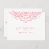 Pink Mandala Certificat cadeau Design Carte postal (Devant / Derrière)