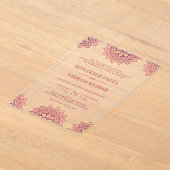 Pink Mandala Indian Wedding Acryl Uitnodigingen (Laagn)