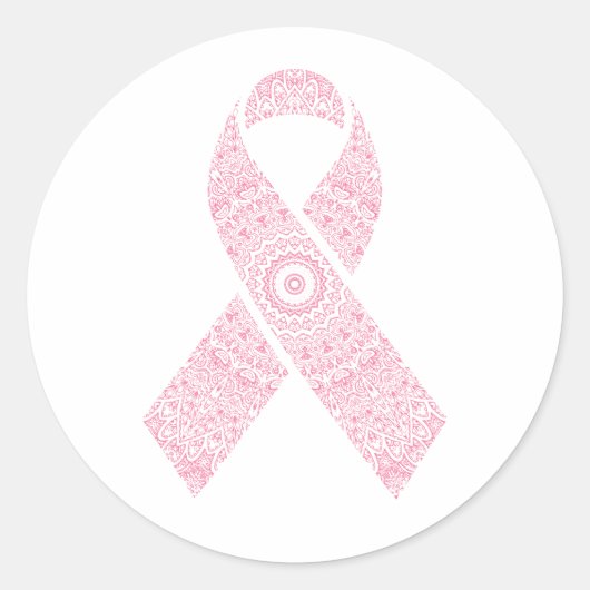 Pink Mandala Ribbon Cancer du Sein | Sticker (Devant)
