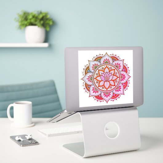Pink mandala vinyl sticker (Ordinateur portable sur le bureau)