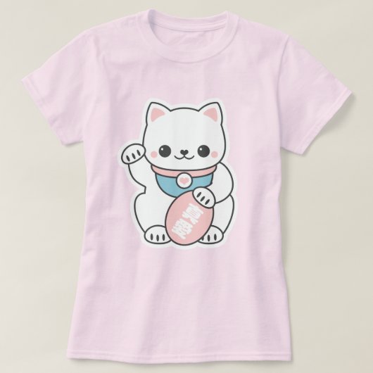 Pink Maneki Neko T-shirt (Design voorkant)