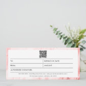 Pink Marble Business Logo QR Code Cadeaubon (Staand voorkant)