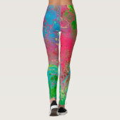 Pink marbré vert Abstrait Leggings artistiques (Dos)
