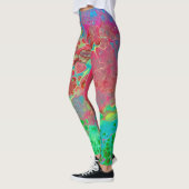 Pink marbré vert Abstrait Leggings artistiques (Gauche)