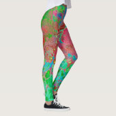 Pink marbré vert Abstrait Leggings artistiques (Droite)