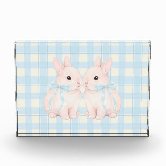 Pink Marshmallow Bunny Rabbits Easter Acrylic Art Fotoblokken