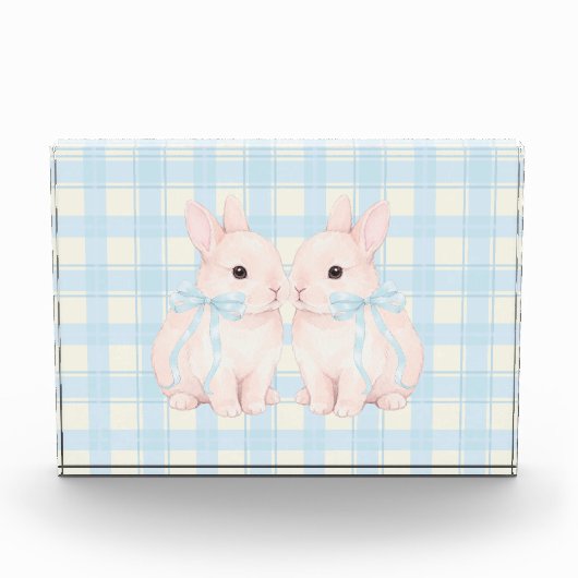 Pink Marshmallow Bunny Rabbits Easter Acrylic Art Fotoblokken (Voorkant)