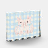 Pink Marshmallow Bunny Rabbits Easter Acrylic Art Fotoblokken (Links)