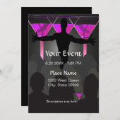 Pink Martini Dames Cocktails Nuit Invitation (Devant / Derrière)