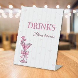 Pink Martini Drinks Table Sign A Tiny Bit Engaged  Reclamebord Met Voetstuk