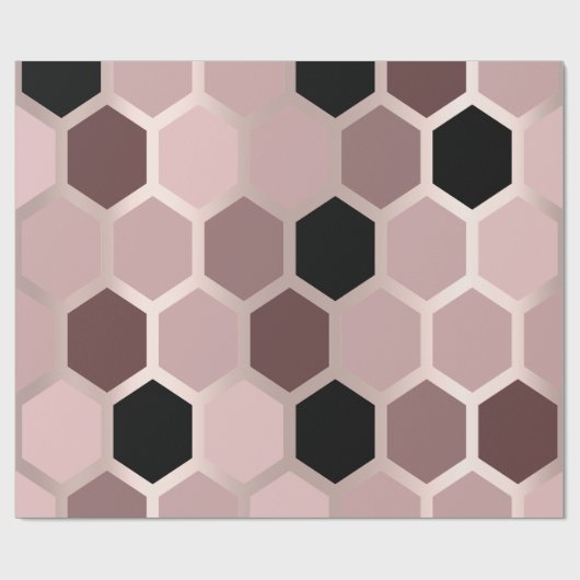 Pink Mauve Roos Gold Geometry Honeycomb Hexagon Cadeaupapier (Vlak)