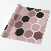 Pink Mauve Roos Gold Geometry Honeycomb Hexagon Cadeaupapier (Uitgerold)