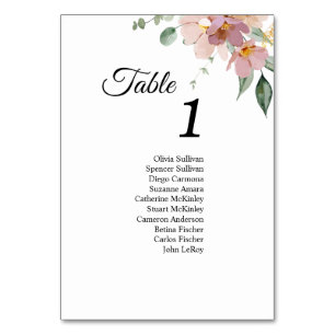 Pink Mauve Vintage Floral Numéro de la table Signa