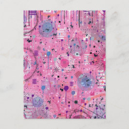 Pink Maximalist Abstract Art  Briefkaart