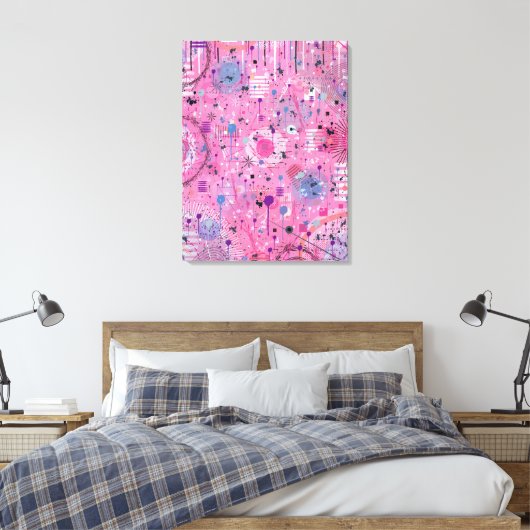 Pink Maximalist Abstract Art  Canvas Afdruk (Insitu (Slaapkamer))