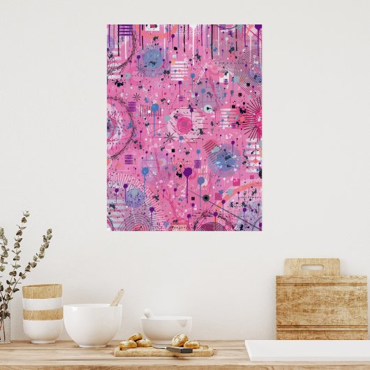Pink Maximalist Abstract Art  Poster (Keuken)