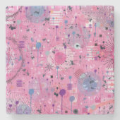 Pink Maximalist Abstract Art Stenen Onderzetter (Voorkant)