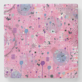 Pink Maximalist Abstract Art  Stenen Onderzetter