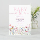 Pink Meadow Wildflowers Baby in Bloom Baby shower (Staand voorkant)