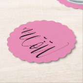 Pink Meow Cat Kartonnen Onderzetters (Gekanteld)