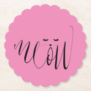 Pink Meow Cat Kartonnen Onderzetters