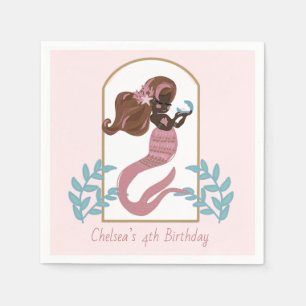 Pink Mermaid Girls Birthday Party Servet