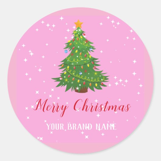 Pink Merry Christmas business Sticker (Voorkant)