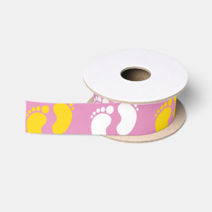 PINK MET WITTE EN GEEL BABY FEET LINT