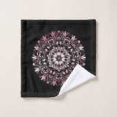 Pink Metallic Black | Floral Mandala | Monogram (Gant de toilette)