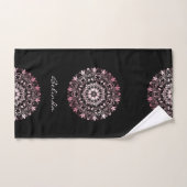 Pink Metallic Black | Floral Mandala | Monogram (Serviette à main)