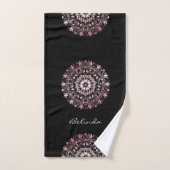 Pink Metallic Black | Floral Mandala | Monogram Bad Handdoek (Handdoek)
