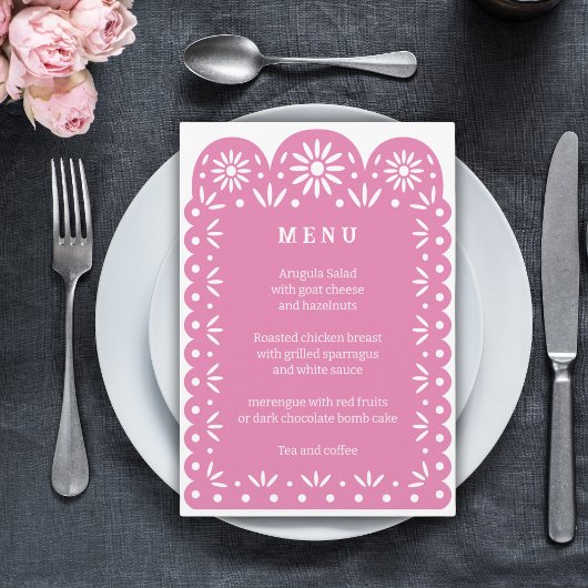 PINK MEXICAN PAPEL PICADO menu